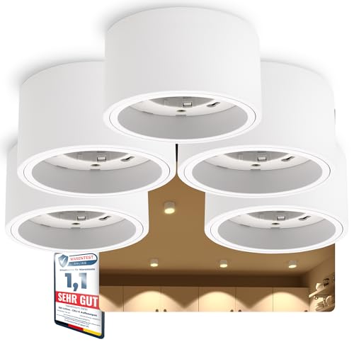 SSC-LUXon CELI-X 5er Set flache Decken Aufbaustrahler in weiß rund -...