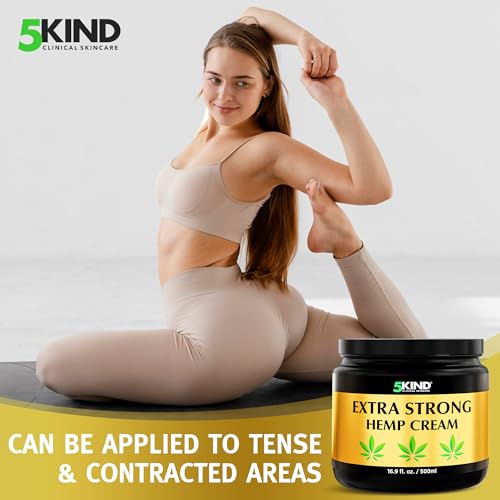Image of 5Kind Extra Strong Hemp Cream 16.9 fl oz - Maximum Strength | Natural Topical Cream - Muscle Rub for Lower Back, Joints, Neck, Knees, Shoulders