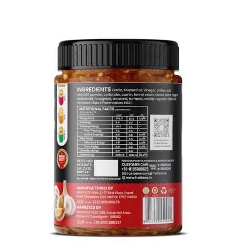 Image of Fruitaco Garlic Pickle - Authentic Indian Pickle with Tangy and Spicy Flavor | Perfect Side for Meal (500 Gm, Garlic Pickle)