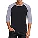 Men's Long Sleeve Crew Neck Jersey Baseball Shirt, Casual Dynamic Cotton Raglan Pullover T Shirts(M, L)