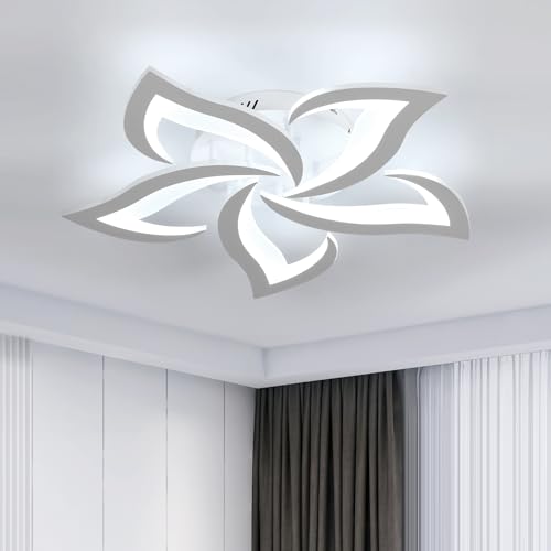 Riserva LED Ceiling Light, 60W Mordern Ceiling Lamp White, 6500K Cool White, Acrylic Petal Design Chandelier for Bedroom, Living Room, Dining Room, Kitchen, Φ60cm