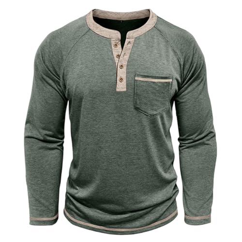 Mens Henley Shirts Long Sleeve Casual Button Basic T-Shirts Classic Vintage Tee Shirts with Pocket3