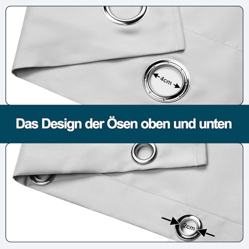Clothink Outdoor Vorhang Wetterfest Mit Ösen Oben und Unten, Outdoorvorhänge Wasserdicht Outdoor Gardinen Windschutz Sonnenschutz für Balkon Pergola Terrasse (255x215cm, 1 Stück, Grau-Weiß)
