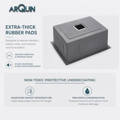 Image of ARQUIN Kitchen Sink 27x18x10 Inch Handmade Single Bowl Premium Heavy Stainless Steel Sink | Matt Finish Sink for Kitchen Basin | Including Coupling, Waste Pipe, Fruit Basket