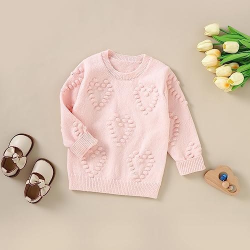 Ledy Champswiin Girl's Knitted Sweater Heart Pattern Warm Long Sleeve Pullovers Kids Autumn Winter Knitwear3