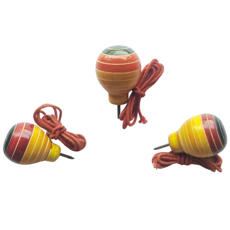 Krida Vintage Wooden Desi Spinning Top | Set of 3 | 3+ Years Kids Toy| Striped (Striped) (B0D1T6NPFL) Amazon Price History, Amazon Price Tracker