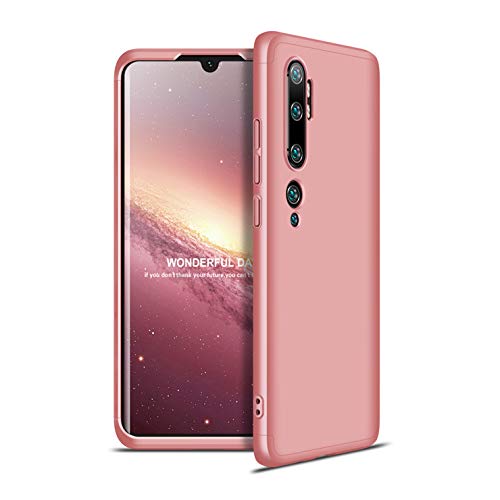Tianyan Funda Xiaomi Mi Note 10,360 Grados Todo Incluido 3 en 1 Desmontable Ultra-Delgado Anti-Arañazos Protectora Caso Carcasa para Xiaomi Mi Note 10,Rosa