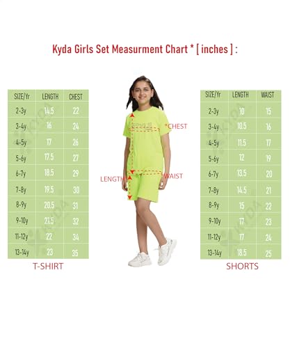 Image of KYDA KIDS Girls 100% Cotton Bio Washed Printed T-Shirt and Shorts Co-ords Clothing Set | Premium Soft & Breathable Summer Casual Comfort Outfit for Girls