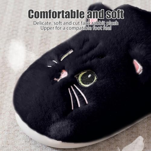 Cat Slippers for Womens Mens Winter Indoor Outdoor Plush Animal Slippers Fluffy Cozy Warm Memory Foam Bedroom Garden Home Couple Shoes4