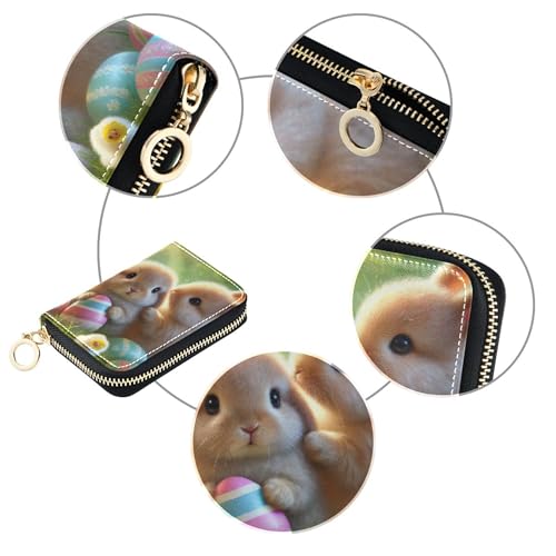 Easter Bunny Couple Garden Wallet for Women Zip Around RFID Blocking Card Holder Cute Ladies Zipper Wallet with Coin Pouch4