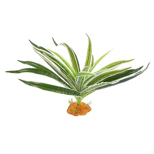 Abaodam Fish Tank Plant Decor Realistic Fake Green Grass for Reptile Habitat Easy Care Ornament