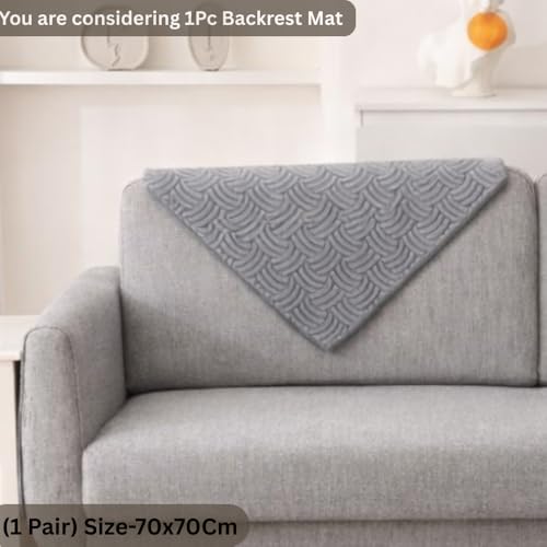 Image of HOMETHREADS Innovative Premium Velvet Sofa Cover Mat with PVC Backing for Non-Slip Comfort (C Grey, 1Pc Backrest | 70x70cm)