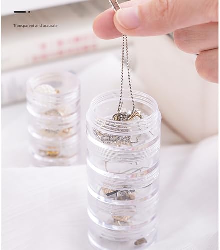 Image of 5 Layers Jewelry Case, 3.2 Inch x 1.5 Inch Transparent Plastic Organizer Box for Girls Earring Ring DIY Storage Drugs Sets (medium)