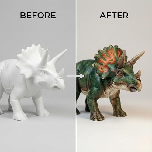 Image of Unscroo DIY 3D Model Painting Kits - Dinosaurs, Ice Age Animals & Unicorns - 3D Printed Art & Craft Hobby Gift for Kids, Teens & Adults - Return Gift Sets (Triceratops Single)