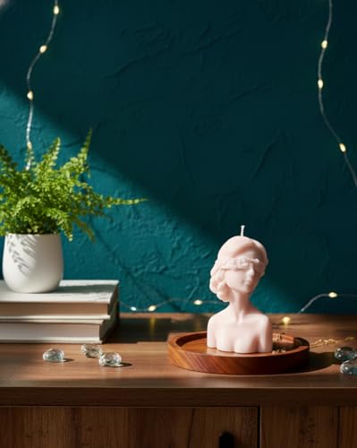Image of Lady Sculpture Scented Candle | Premium Soy Wax Decorative Bust Candle for Home Decor | Long Burning, Aromatherapy Fragrance | Aesthetic Room Decoration Gift for Women (Baby Pink, Floral)