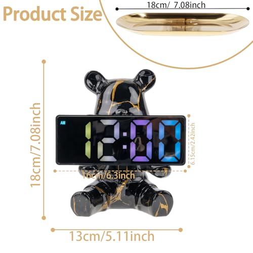 Estatua de Oso con Reloj Digital y Bandeja para Decoración miniatura 2