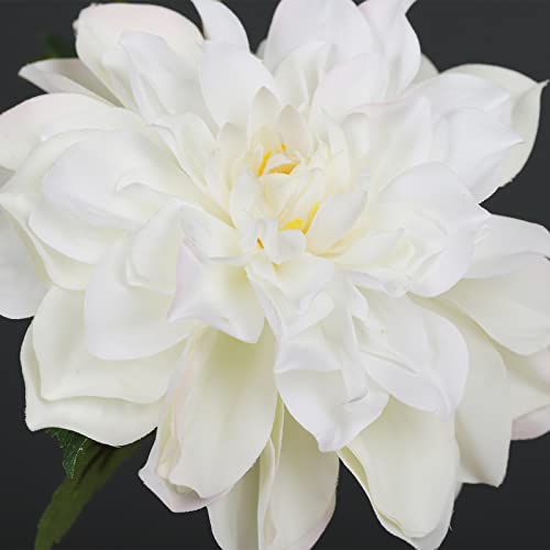 Glsateman Artificial Silk Flowers Dahlia 24'In Fake Long Stem Flower 5 Pcs,Suitable For Wedding Decoration Bouquets,Core Decorations,Home Furnishings(White) #TOP3