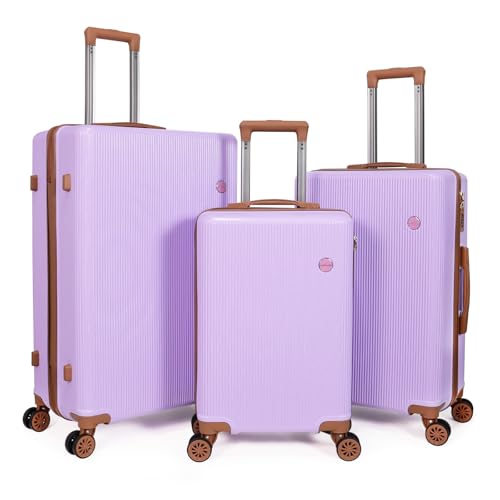 Image of Luggage Sets 3 Piece (20 /24 /28 inch)-Carry On Suitcase-Suitcase With Wheels-PC+ABS - Hardside Spinner Travel Luggage, Black, 8 Pcs Set, Hardside Luggage Sets With Spinner Wheels (PURPLE)