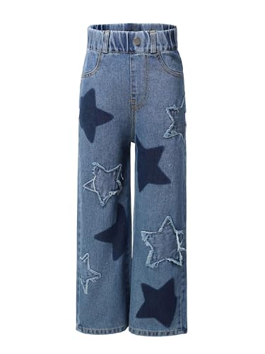 Girls Jeans for Teens Relaxed Fit Jeans Straight Leg Denim Pants Elastic Waist Casual Baggy Trousers2