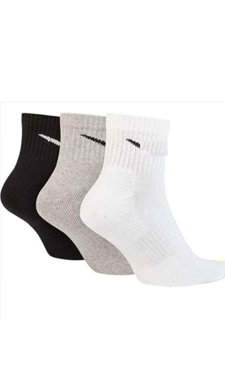Cotton Ankle Length Athletic Socks, Black Grey White, Unisex-image-31