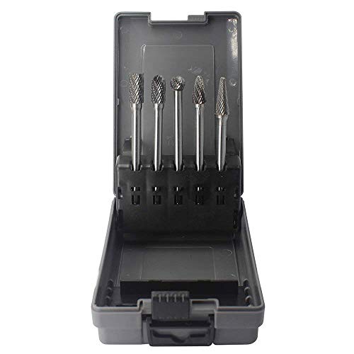 Jestuous Carbide Burrs Set 5Pcs Jestuous 1/4 Inch Shank Diameter Extended Long Double Cut Edge Solid Tungsten Carbide Burr Rotery File For Die Grinder Bits Drilling thumb #1