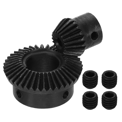 Image of uxcell 2Pcs Tapered Bevel Gears Set, 1 Mod 1:2 (20T /40T) Harden Steel Straight Bevel Gear, 90 Degree Steering Motor Gears, (5mm /17mm Shaft Hole with Keyway)