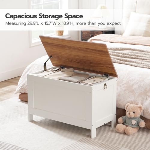 image for HOOBRO Toy Box, Retro Wooden Look Storage Chest with Safety Hinge, Ent