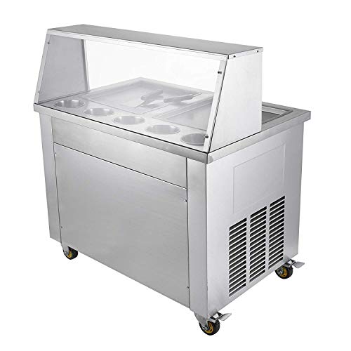 Gebratene Eismaschine Doppelpfanne Gebratene Eismaschine Edelstahl 1060W Mit 5 Eimern Joghurt Für Bars Cafés Hotel – Bild 4