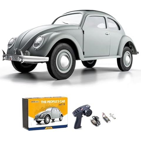 FCXㅤ RocHobby 1/12 RC Rock Crawler-The People's Car-2.4Ghz RTR RC Rock Truck Off Road with 4-Ch, LED Lights, Battery and USB Charger,Hobby RC Car Indoor&Outdoor 2 in 1,4X4 RC Vehicles for Adults-Gray Cover