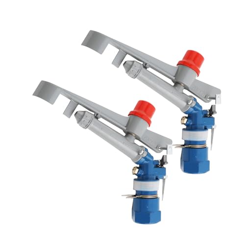 MECUTP 360 Degree Adjustable Sprinkler Gun 2Pcs, Large-Scale Industrial Sprinkler Irrigation Spray Gun Impact Spray for Farms Orchards Tea Gardens Forestry Wheat 1 Inch