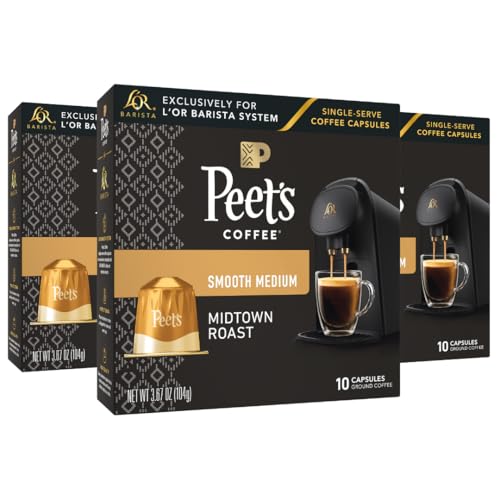 L'OR Barista Coffee Pods, 30 Count Peet's Midtown, Single-Serve Aluminum Capsules Compatible with the L'OR BARISTA System & *Nespresso Original Machines, 30 Count (Pack of 3)