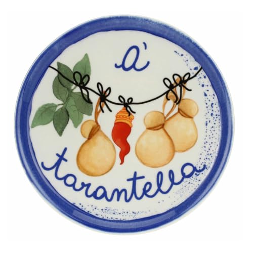 Rose & Tulipani Piatto Pizza Napoli A Tarantella in Porcellana Aumm D31 cm