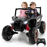 GOPLUS Voiture Electrique Enfants 2 Places 24V, Quad Buggy 4x4 Electrique avec 4 Moteurs 100W, Télécommande, Démarrage Progressif, Musique et Phares, pour Garçons&Filles 3+ Ans, Charge 50KG