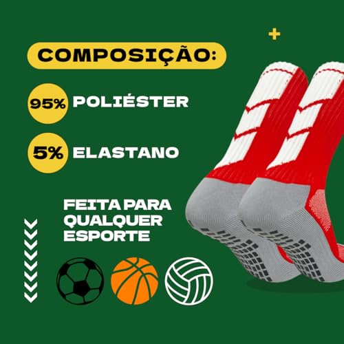 Kit 4 Meias de Futebol Antiderrapante Masculina Up Adulto