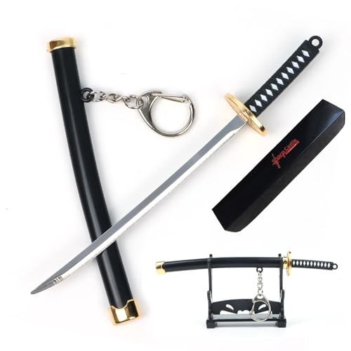 SHARP CASTLE Mini Japanese Katana, 5.7 inches Ultra Sharp Stainless Steel Knife with Scabbard, Anime Katana Keychain, Utility Knife Cutter, Handmade, Craft Use - Blackï¼ˆGT01.BKï¼‰
