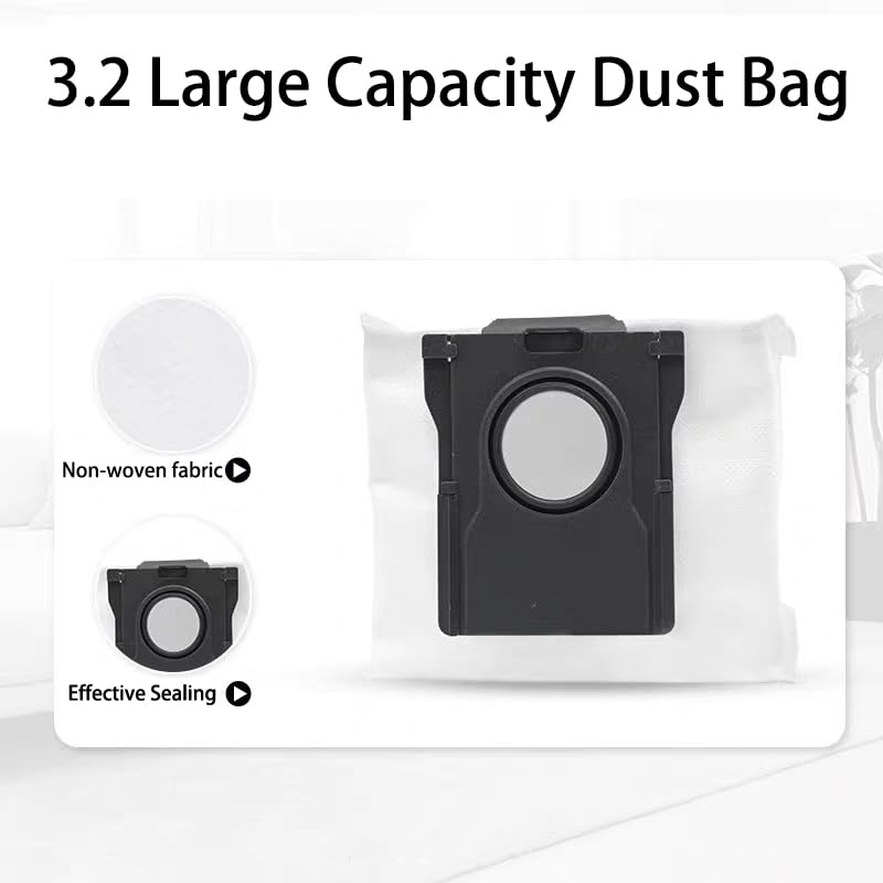 5 Pack 3L Large Capacity Vacuum Cleaner Dust Bags, Compatible with dreame X30 Ultra / X40 Ultra / L10s Pro Ultra Robot Vacuum Cleaners