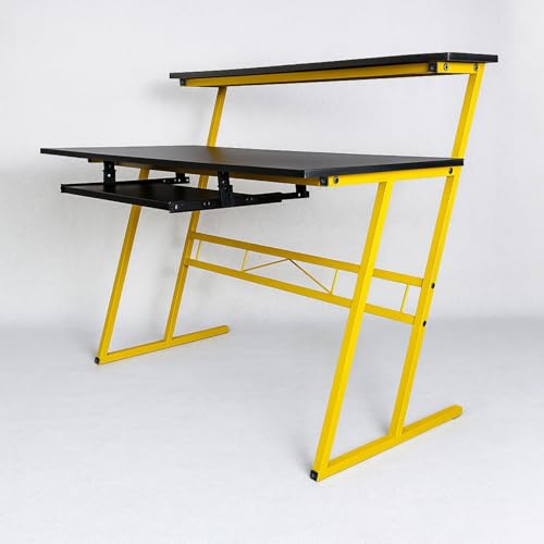 Image of FFO Music Studio Desk with Keyboard Tray Multipurpose Office & Study Table | Workstation Desk for Home, Office, Music Studio, Piano & Instruments Durable Desk with 1 Year Warranty DIY - Black /Yellow