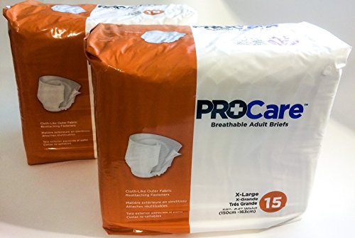 ProCare Breathable Briefs Adult Diapers X-Large (2 Pack - Total 30 Count)