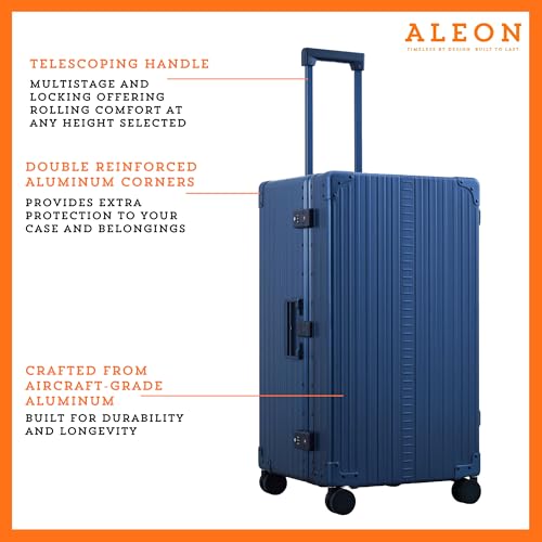 All Aluminum Lightweight 30" Premium Luggage with Suiter, Hardshell Checked Suitcase w/Spinner Wheels, TSA-Approved, Heavy Duty Roller for International Travel and Business Flight (Sapphire)2