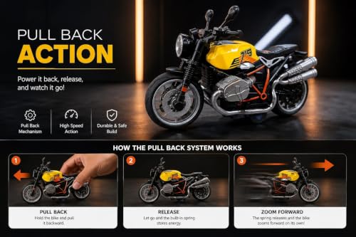 Image of Pull Back Bike Toy for Kids| Wonderful Design and Bold Looks. | Miniature Scaled Models Toy CAR (Colour AS Available) -1