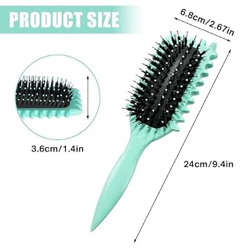 Curl Hair Brush Curl Define Styling Brush Curl Define Styling Brush Detangling Hair Brush for Women (Green)