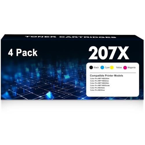 207X 207A MFP M283fdw Toner Kompatibel für HP 207X 207A Toner Set für HP Color LaserJet Pro MFP M283fdw M282nw M255dw M283fdn M283 M282 M255 Mit Chip W2210X W2211X W2212X W2213X (4er-Pack)
