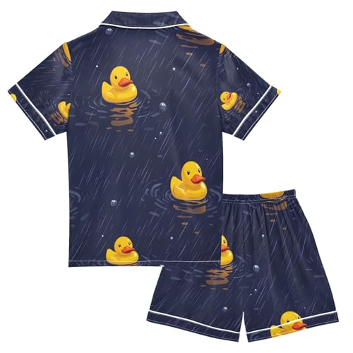 senya Funny Duck Swim X Satin Summer Pajama Sets Silk Short Sleeve Button Down Sleepwear2
