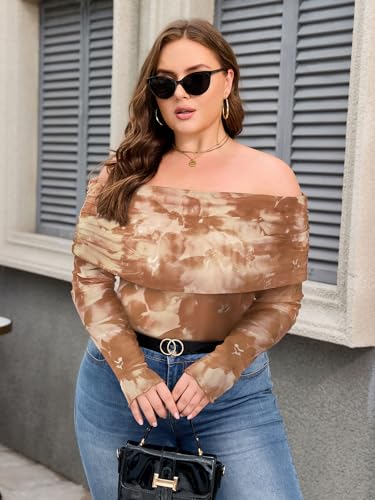 Image of ZAFUL Women's Sexy Off The Shoulder Mesh Tops Sheer Stretchy Shirts Party Going Out Blouse