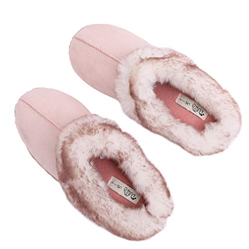Millffy Women's Faux Fur Clog Comfy Slides Furry Soft Indoor Memory Foam Moccasin Slippers