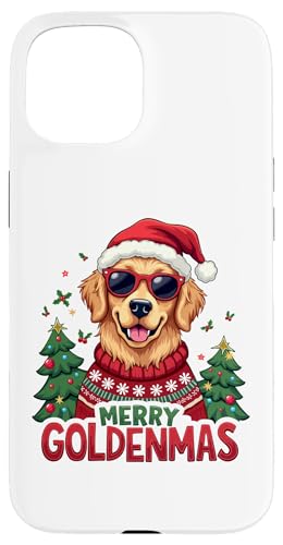 Custodia per iPhone 15 Merry Goldenmas Cute Golden Retriever Dog Christmas Holiday