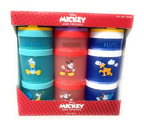 Image of Whiskware Portable Stackable Snack Containers for Kids, Mickey and Friends 3 Pack Snack Stacks Set, Great For School or Travel!, Normal, Red, 1591321