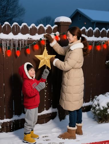 Image of LED C9 Red Christmas Lights Outdoor, 25FT C9 LED Outdoor String Lights with 26 Shatterproof Red Bulbs, Waterproof Vintage Christmas Lights for Indoor Holiday Tree Roofline Patio Party Garden Decor