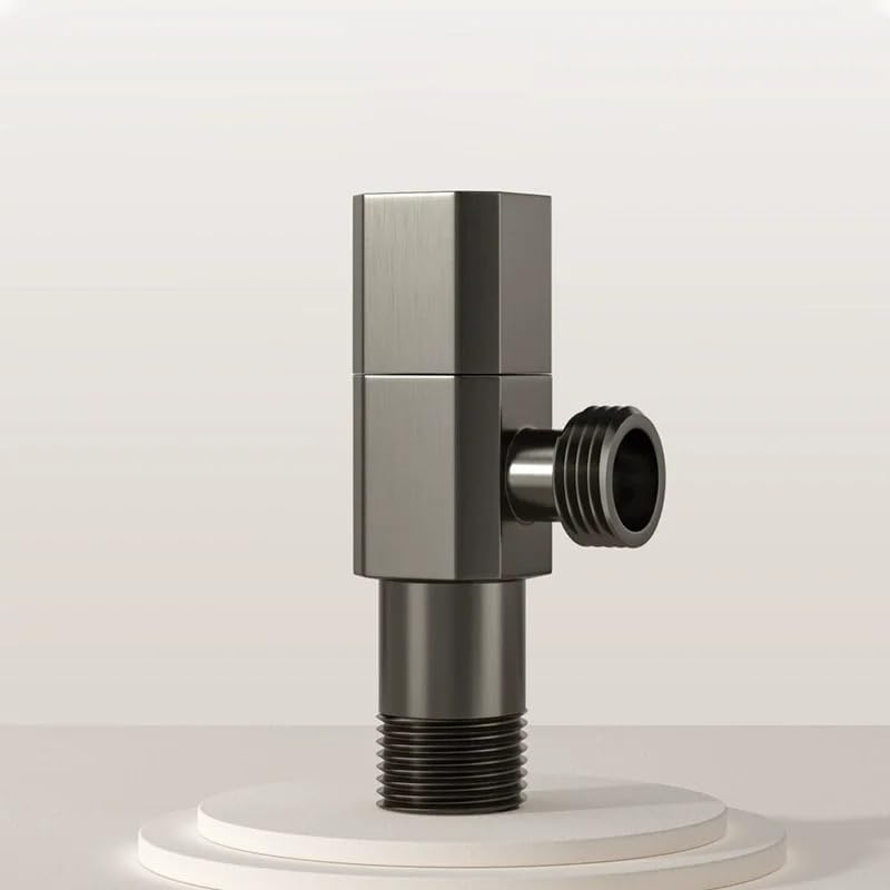 Brass Angle Water Control Valve Half Half Bathroom Corner Hot Cold Chrome Gray Gold Black Fixture(Black)