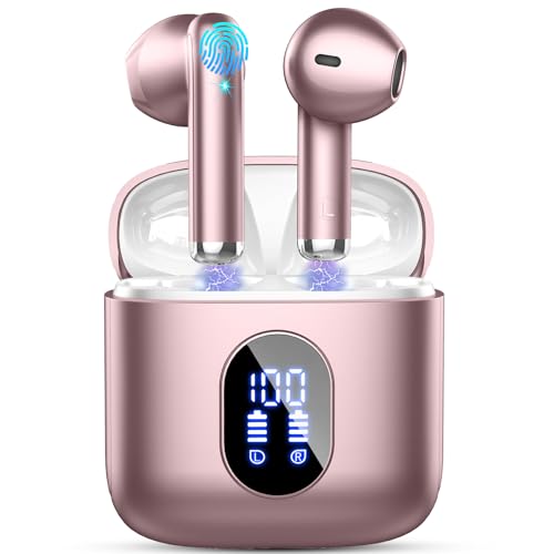 Auriculares Inalámbricos Bluetooth, Auriculares Bluetooth 5.4 HiFi Estéreo, 32H Cascos Inalambricos Bluetooth con ENC Reducción de Ruido, Pantalla LED, USB-C, Control Táctil,IP7 Impermeable Audifonos
